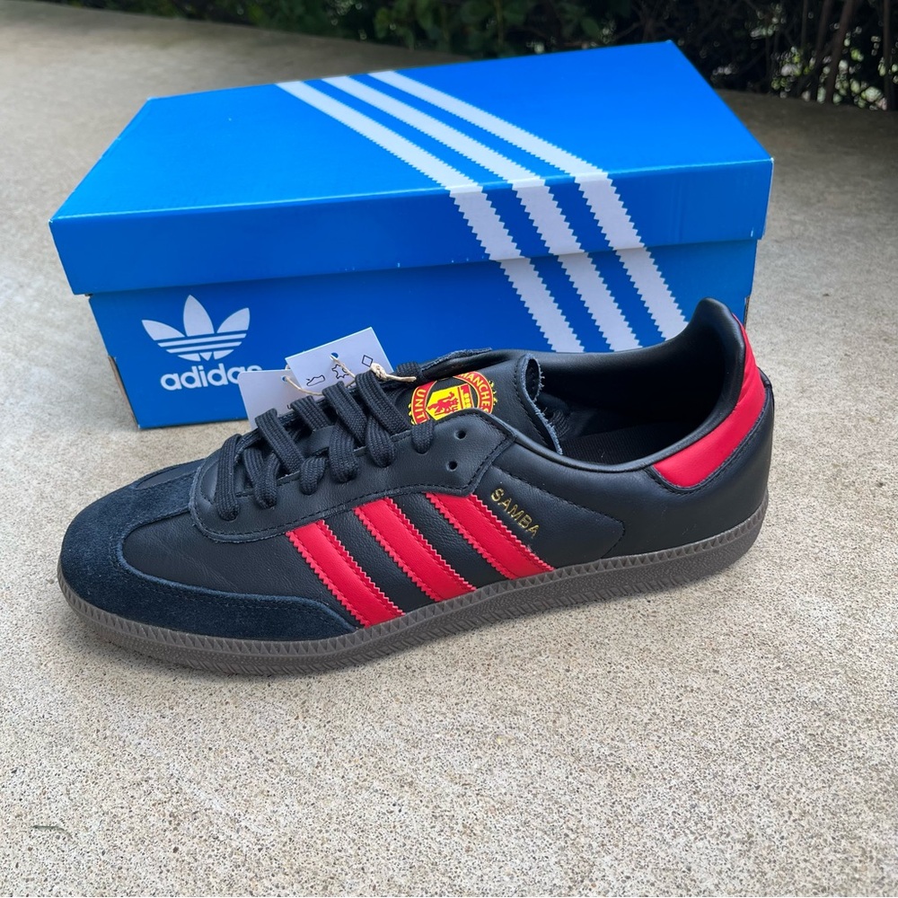Adidas Manchester United Samba Team Sz 9 Black/White Indoor Shoes HQ7030